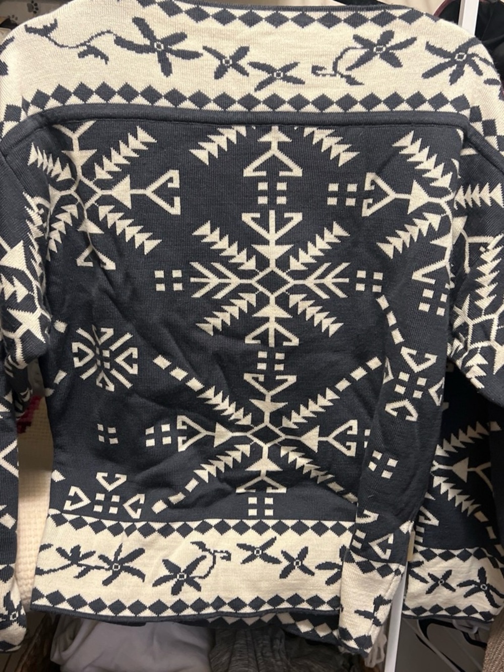 Obermeyer Black & Cream Fair Isle Crewneck Sweater